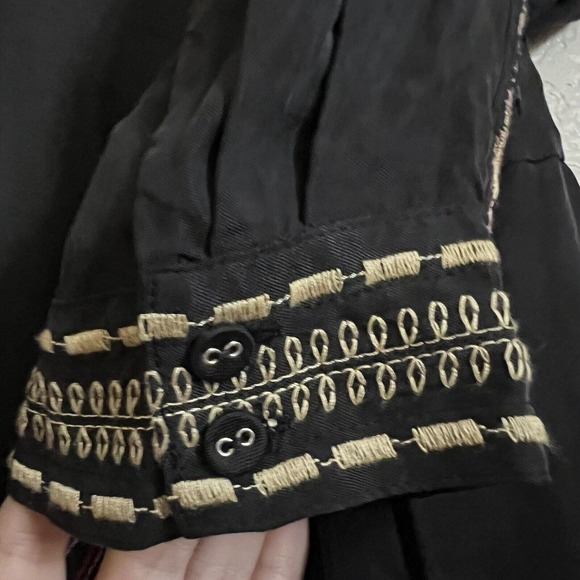 Johnny Was NWOT Sz 1X Fairlie Midi Dress Long Slv Embroidered Boho Black Belted - Picture 9 of 10